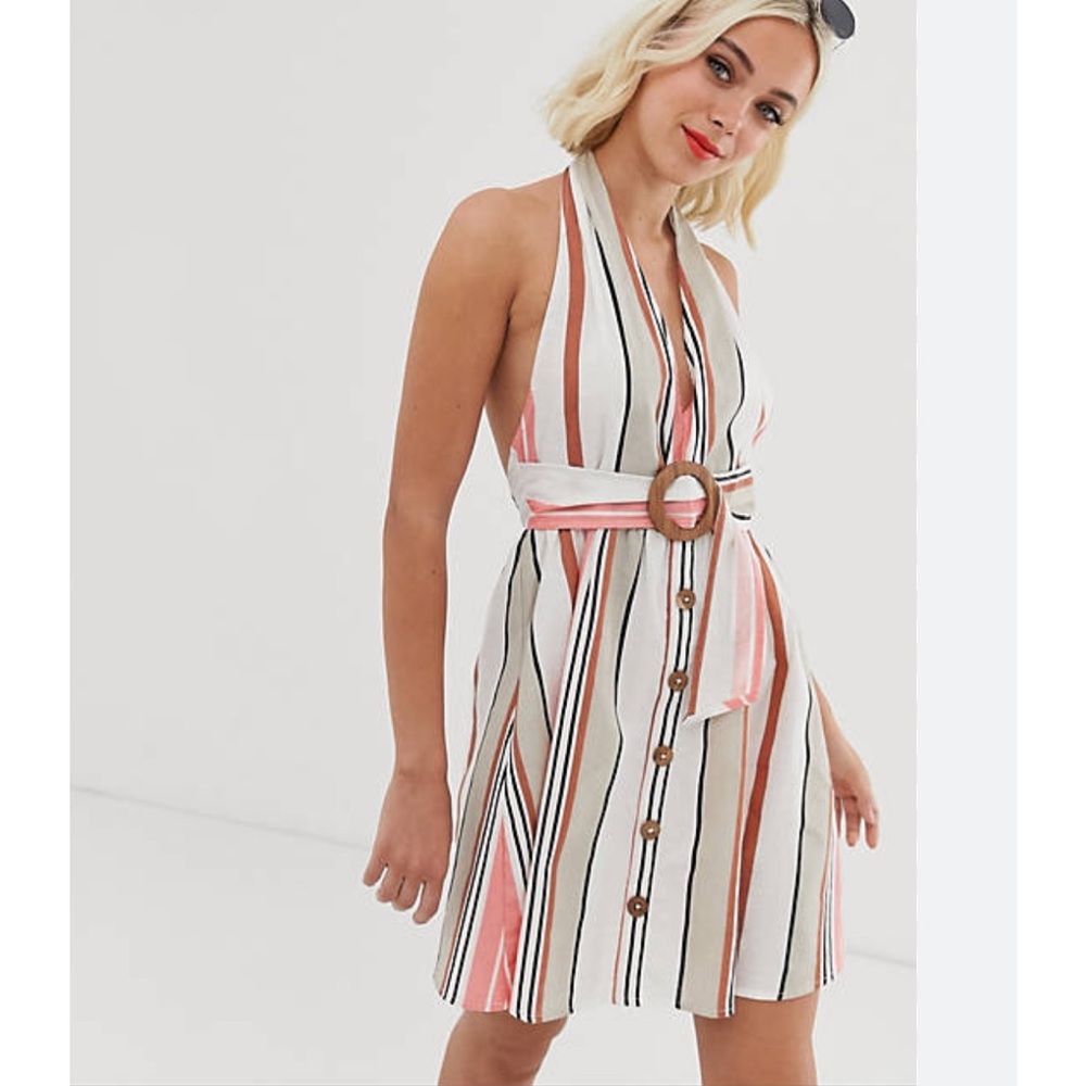 ASOS DESIGN halter neck mini button sundress size 8 NWT